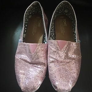 Pink glitter Toms 9.5